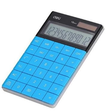 Калькулятор "Deli" №NS041 (12-розряд.) 165х103х12,5мм блакитний(10) — купити | Канцелярський Сад