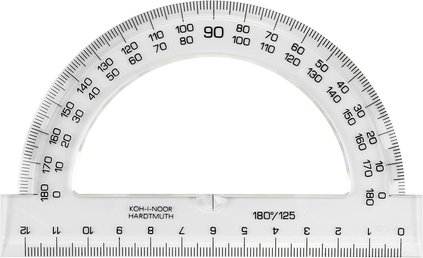 Транспортир пласт. прозор. "Koh-i-noor" безкольор. 180/125 №746238(50) — купити | Канцелярський Сад