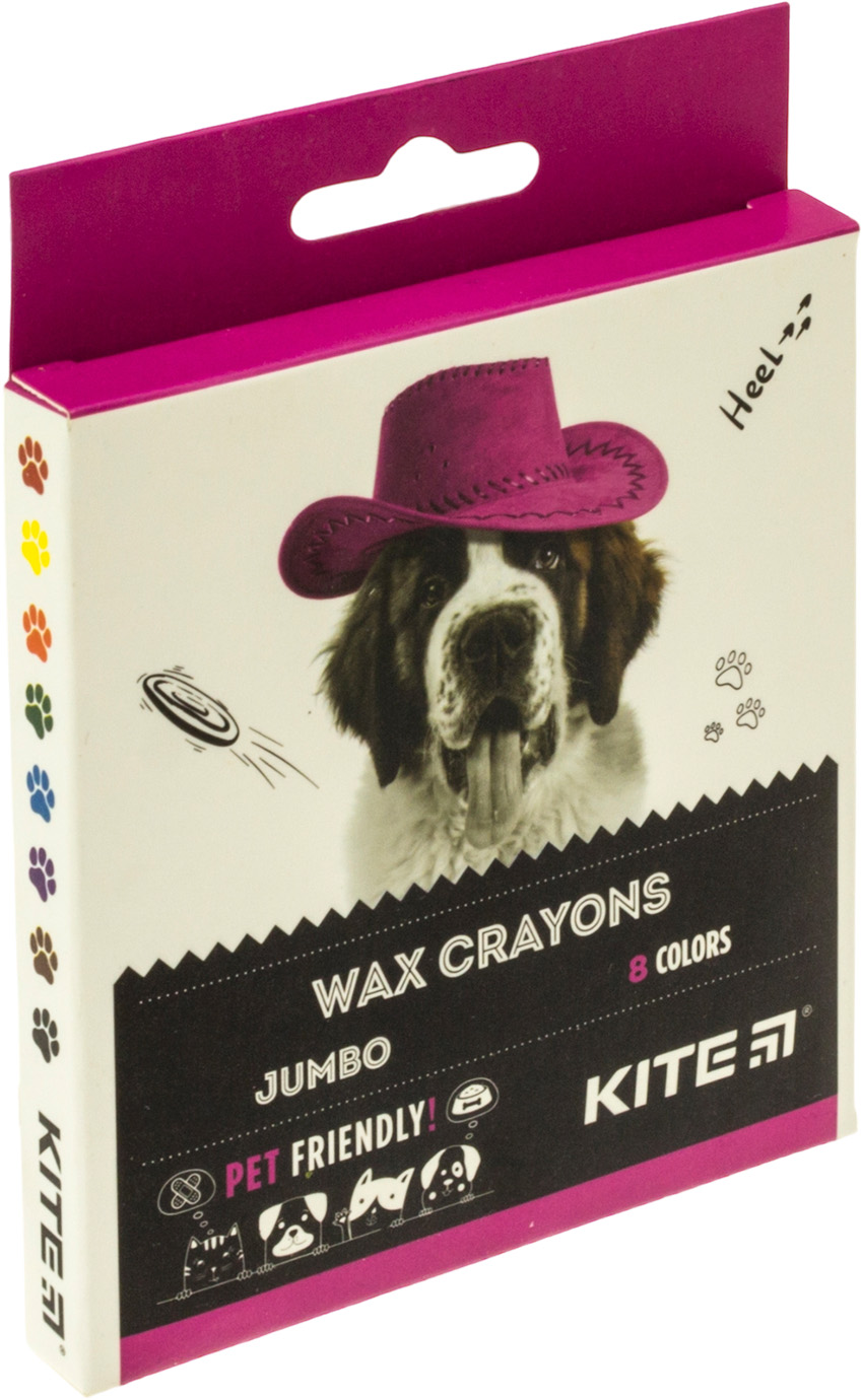 Крейда воск. "Kite" №K22-076 8кольор. Kite Dogs — фото товару | Канцелярський Сад