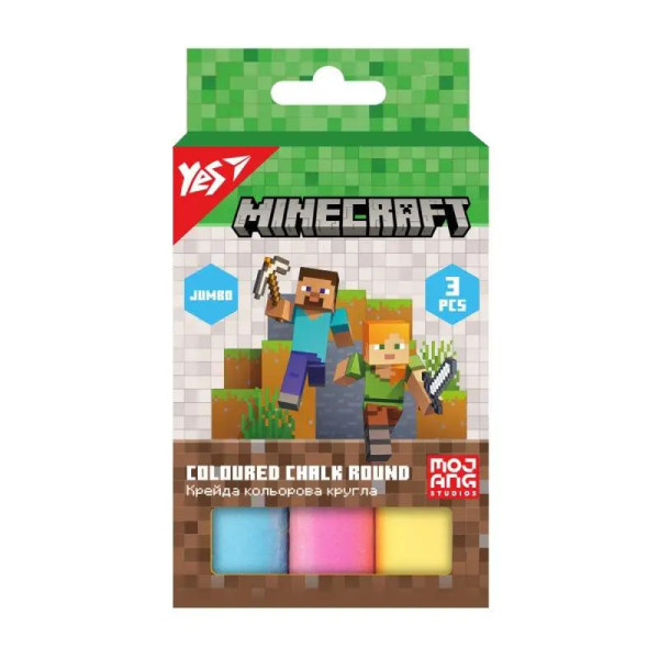 Крейда кольор. "Yes" №400552 3шт Jumbo Minecraft(12)(120) — купити | Канцелярський Сад