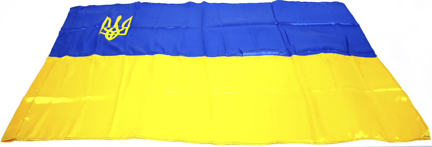 Прапор Україна з тризубом атлас 140х90см №782013(1)(10) — фото 3