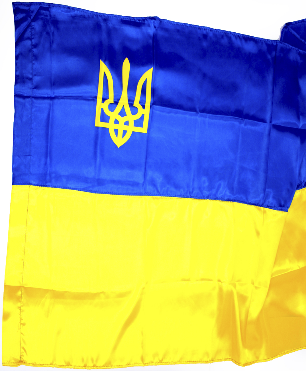 Прапор Україна з тризубом атлас 140х90см №782013(1)(10) — фото 4