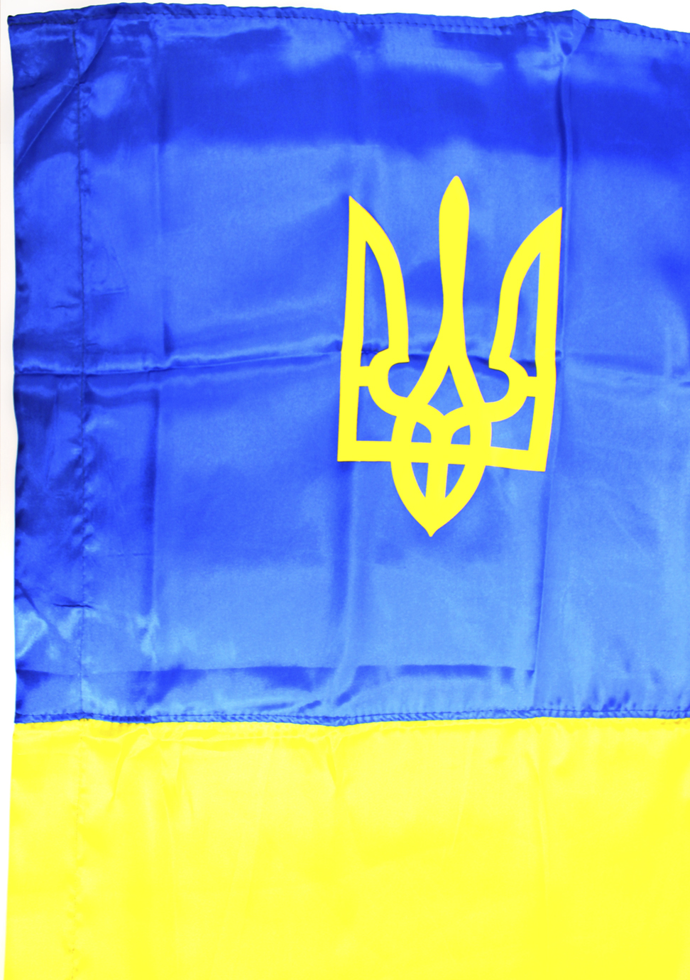 Прапор Україна з тризубом атлас 140х90см №782013(1)(10) — фото 5