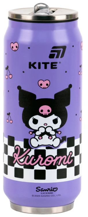 Термос з трубочкою метал. 0,5л "Kite" Kuromi №HK25-1264 — купити | Канцелярський Сад