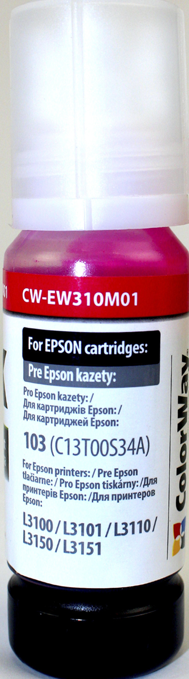 Чорнило ColorWay Epson L-3100/3110/3150/3151 series 70мл magenta №EW310M — фото товару | Канцелярський Сад