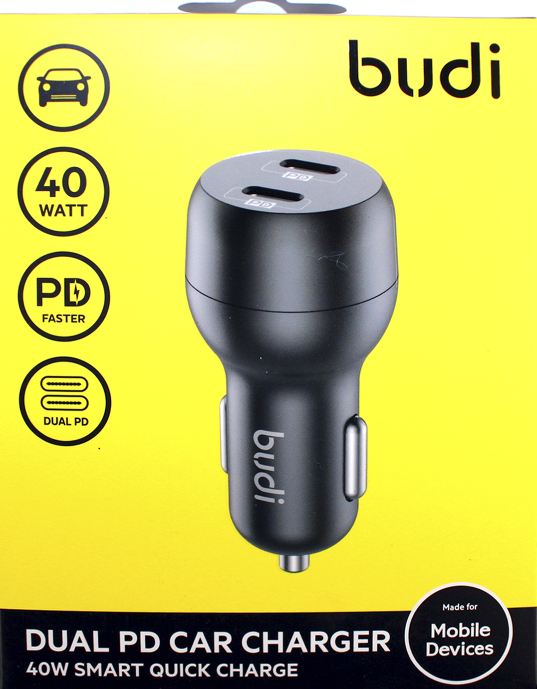 Зарядний пристрій авто Budi №CC108RB 40W швидка зарядка 2 Type C/Breidon/ — купити | Канцелярський Сад