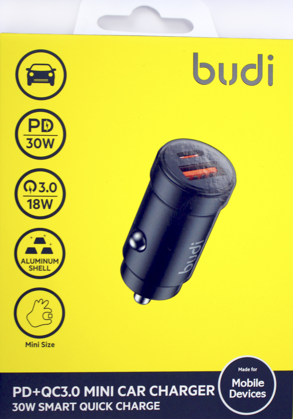 Зарядний пристрій авто Budi №CC602 30W швидка зарядка black/Breidon/ — купити | Канцелярський Сад