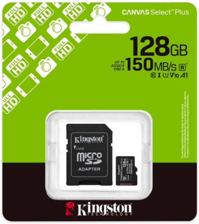 Карта пам`яті 128Gb Micro-SDXC(UHS-1) Kingston Canvas Select Plus Gen3 R-150MB/s class10 — купити | Канцелярський Сад