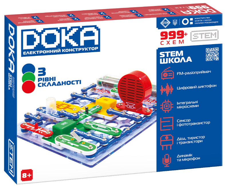 Конструктор електронний "Doka" Школа 999+Схем №D70708/КіддіСвіт/ — купити | Канцелярський Сад