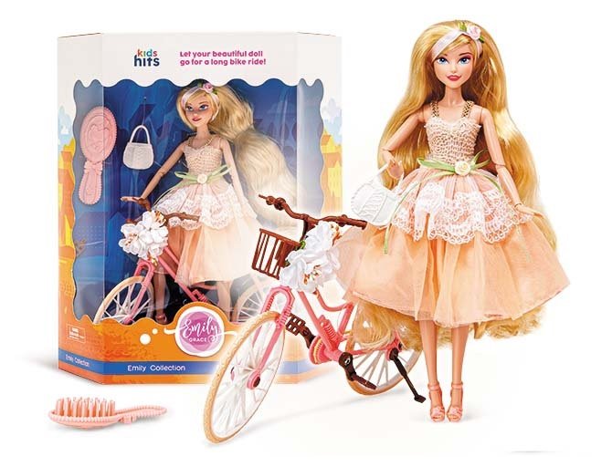 Лялька "Emily" Romantic,з велосипедом,в кор-ці,30х34х10см №KH23/022/KH23022(12)(24) КІ — фото товару | Канцелярський Сад