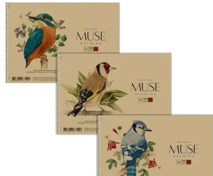 Альбом для малюв. на пруж. 30/150 А4 "Muse" крафт-картон №PB-SC-030-320/Школярик/(1)(36) — фото товару | Канцелярський Сад