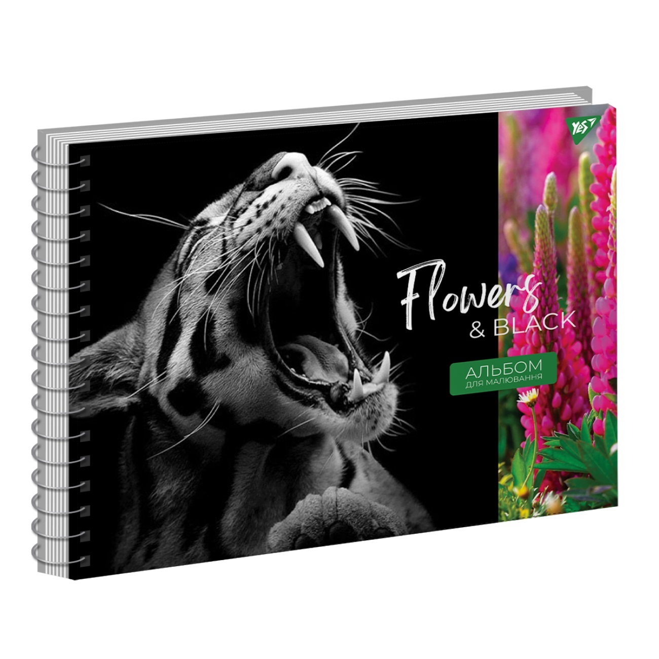 Альбом для малюв. на пруж. 20/120 А4 "Flowers&Black" виб.гібрід.лак №130550/Yes/(3)(108) — фото товару | Канцелярський Сад
