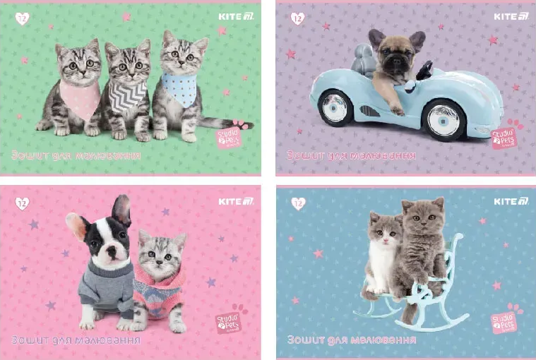 Альбом для малюв. на скобі 12/100 А4 "Studio Pets" софт тач+УФлак №SP25-241/Kite/(20)(160) — фото товару | Канцелярський Сад