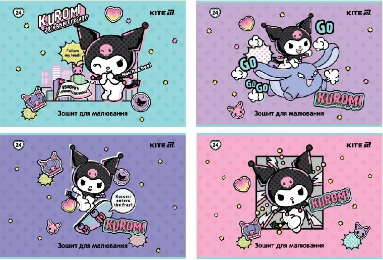 Альбом для малюв. на скобі 24арк. софт тач+УФ лак "Hello Kitty" №HK25-242-2/Kite/(20)(160) — фото товару | Канцелярський Сад