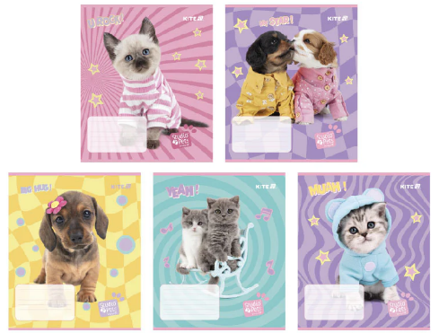 Зошит 12арк. кліт. "Kite" софт тач+УФ лак Studio Pets №SP25-232(25)(600) — фото товару | Канцелярський Сад