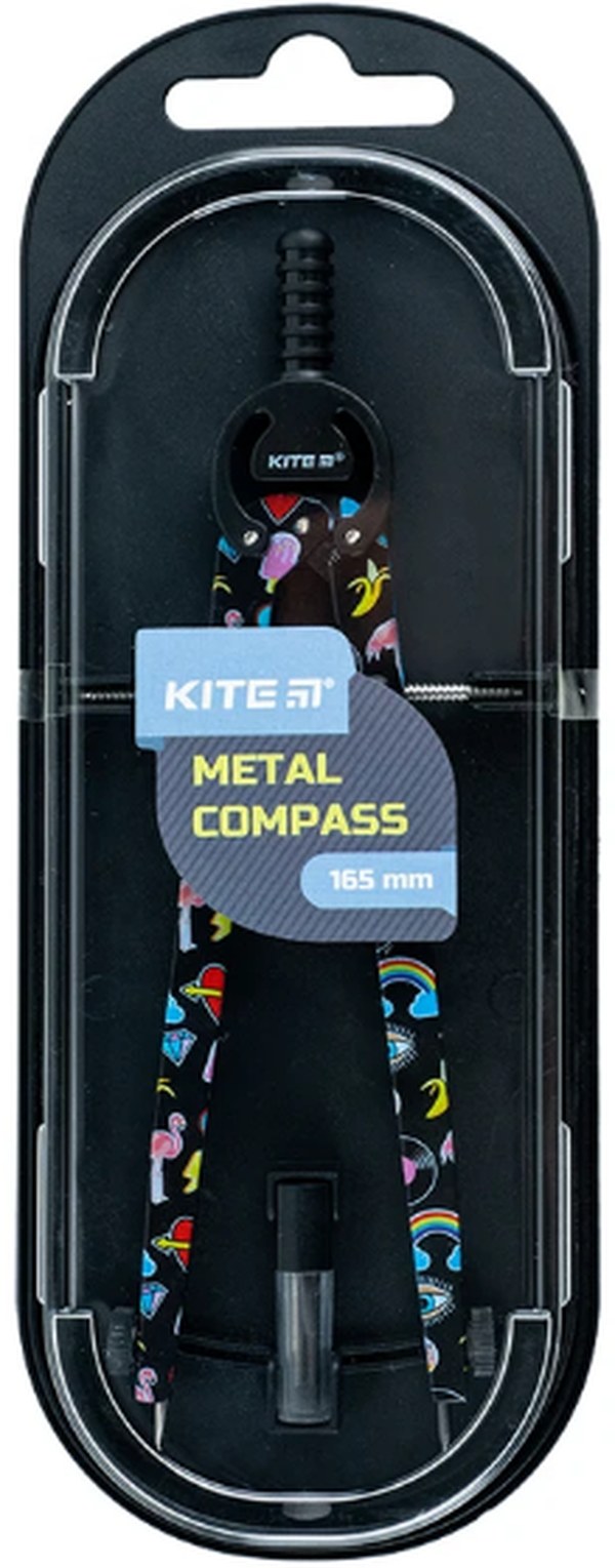 Циркуль "Kite" метал. з принтом,+грифель,чорний у футлярі №K24-415-3(12) — фото товару | Канцелярський Сад