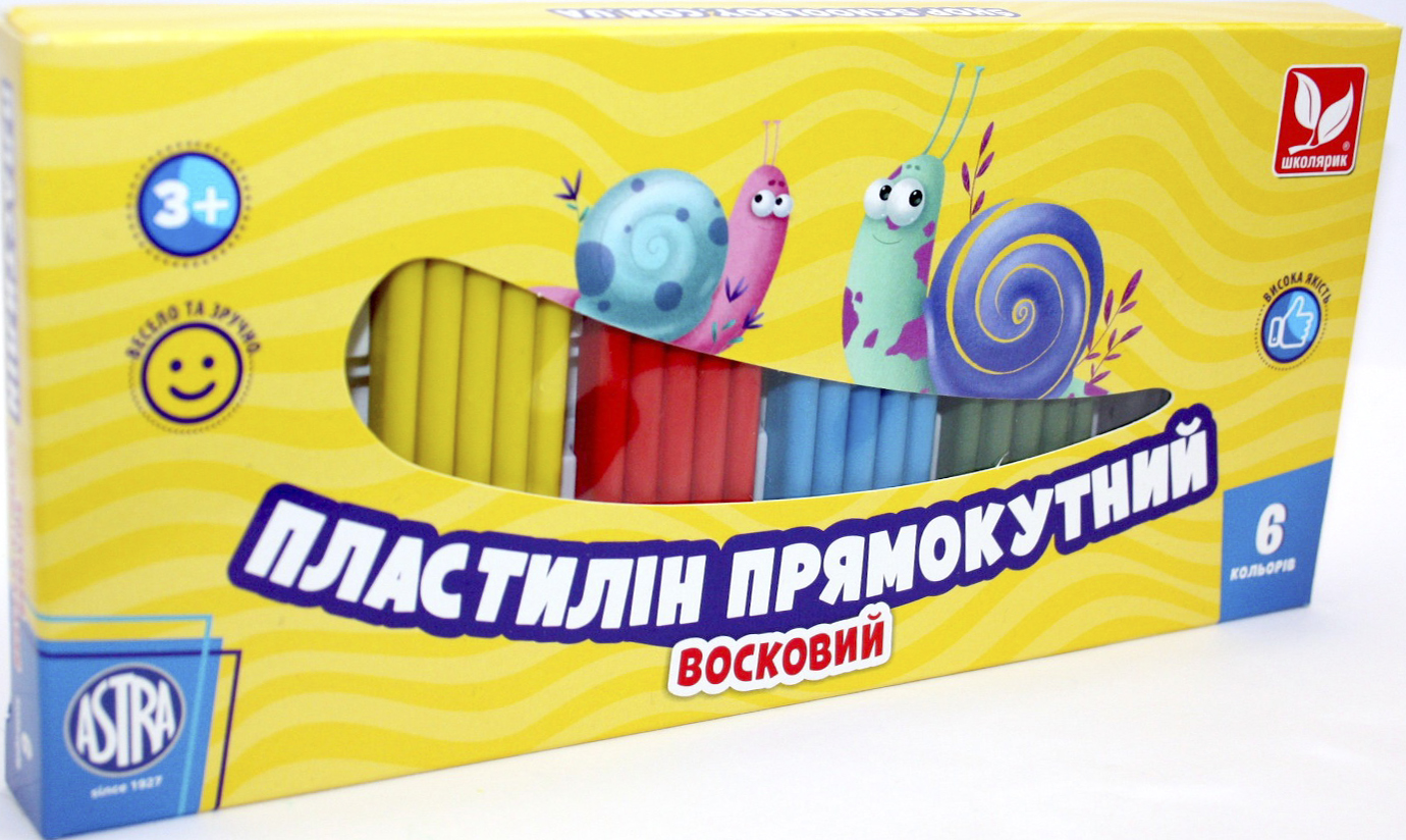 Пластилін "Школярик" 6 кольор. 130гр №303116001(24) — купити | Канцелярський Сад