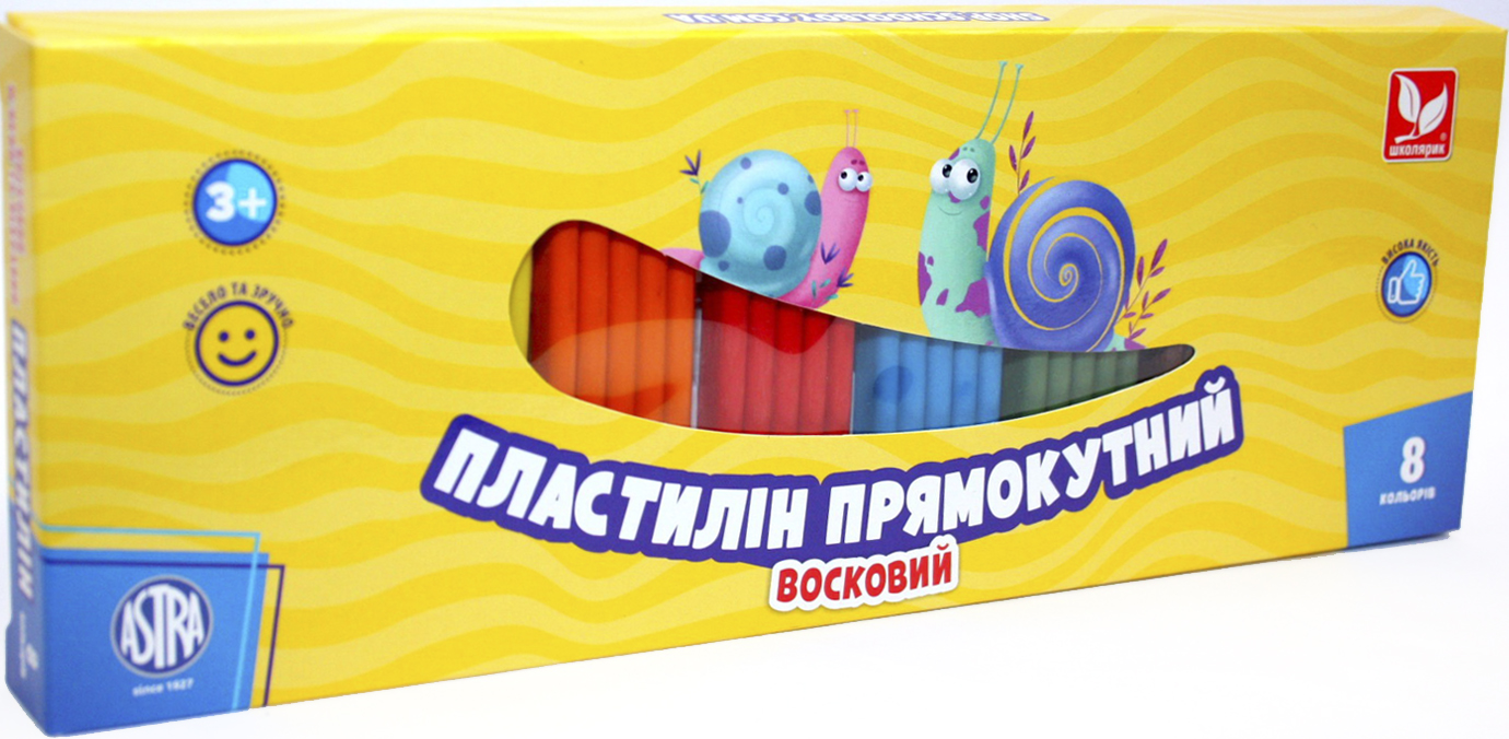 Пластилін "Школярик" 8 кольор. 180гр №303116002(22) — фото товару | Канцелярський Сад