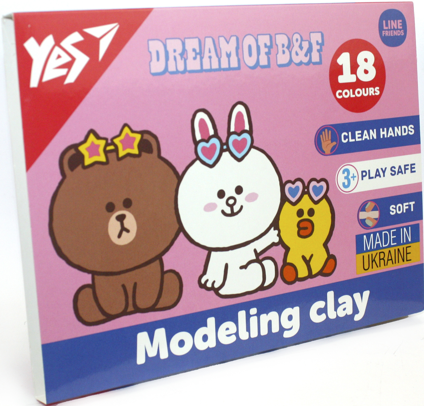 Пластилін "Yes" Line Friends 18 кольор. 360гр №540679(14)(44) — фото товару | Канцелярський Сад