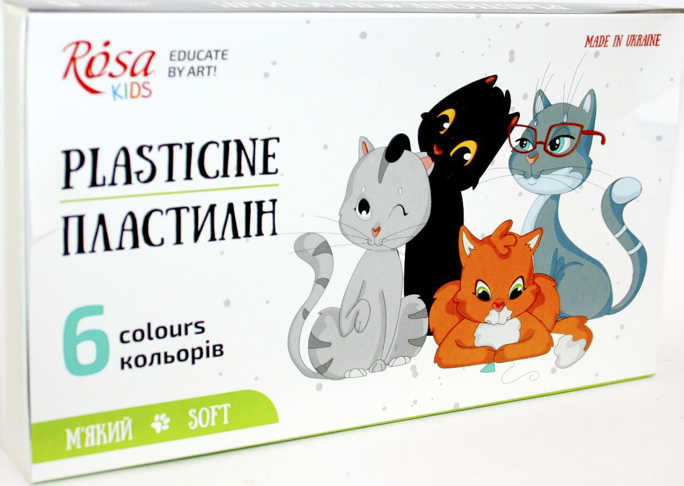 Пластилін "ROSA Kids" Cats 6кольор. зі стеком,96гр №302101(15) — купити | Канцелярський Сад