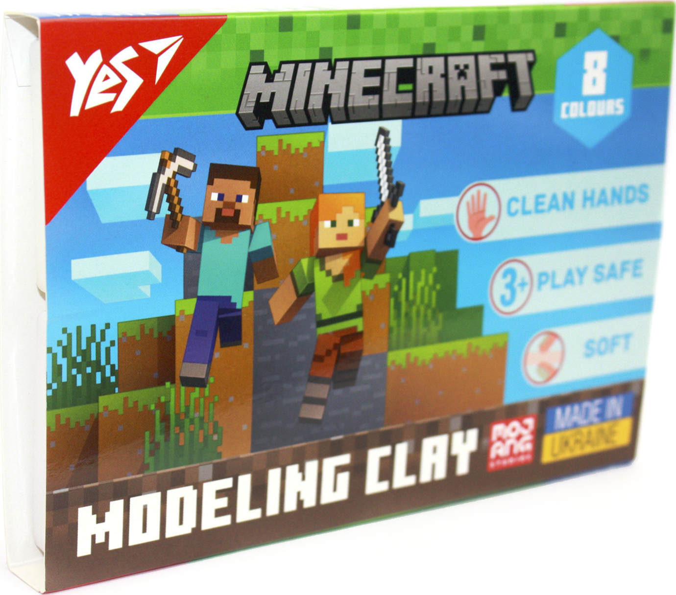 Пластилін "Yes" Minecraft 8 кольор. 160гр №540656(30) — фото товару | Канцелярський Сад