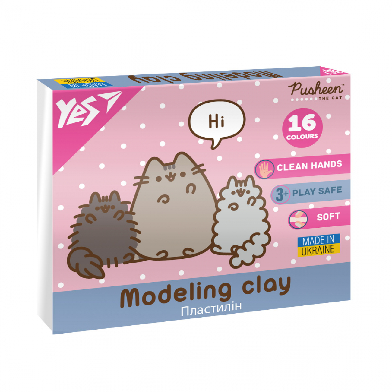 Пластилін "Yes" Pusheen 16 кольор. 320гр №540694(14) — фото товару | Канцелярський Сад