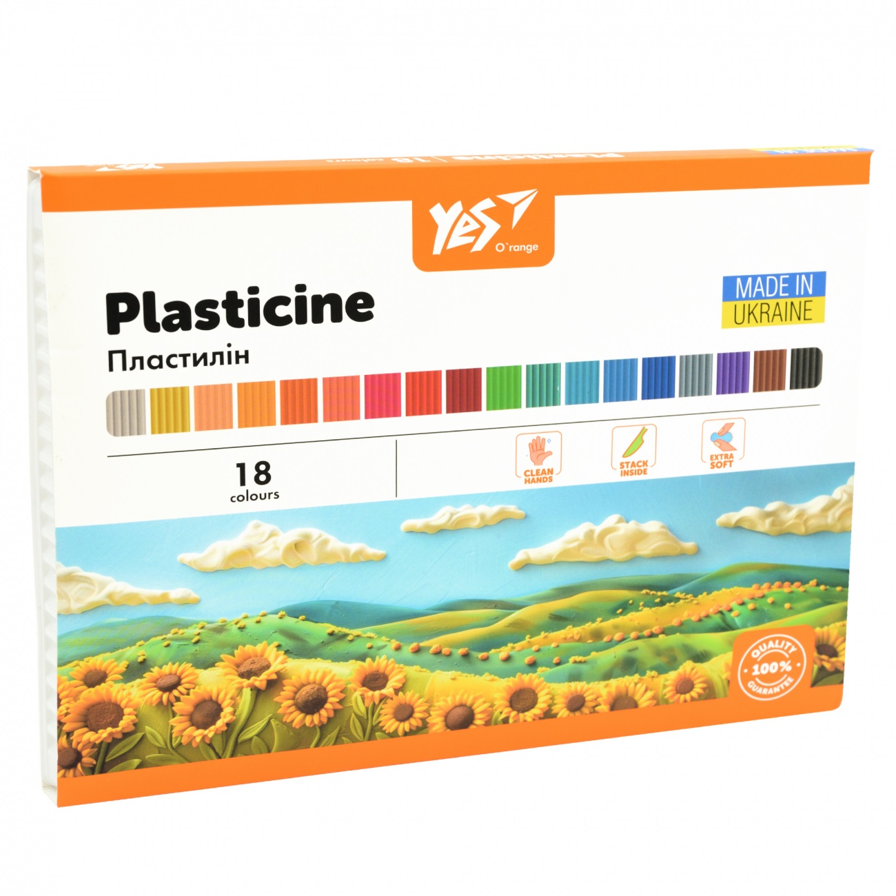 Пластилін "Yes" O'range Line 18 кольор. 360гр №540691(14) — фото товару | Канцелярський Сад