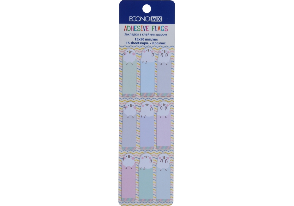 Стікери-закладки папер. "Economix" Fun Сhicken 15х50мм 105шт 9кольор. №E20962-01(50) — купити | Канцелярський Сад