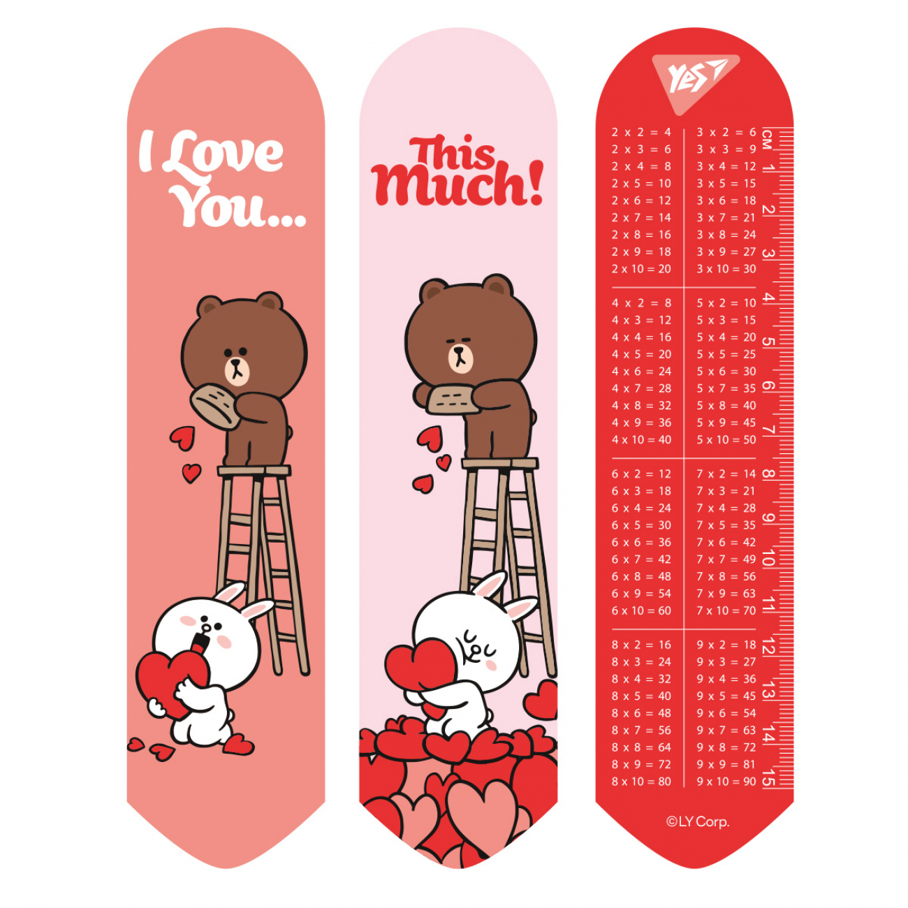 Закладка "Yes" №708136 Line Friends hearts 2D(10)(100) — фото товару | Канцелярський Сад