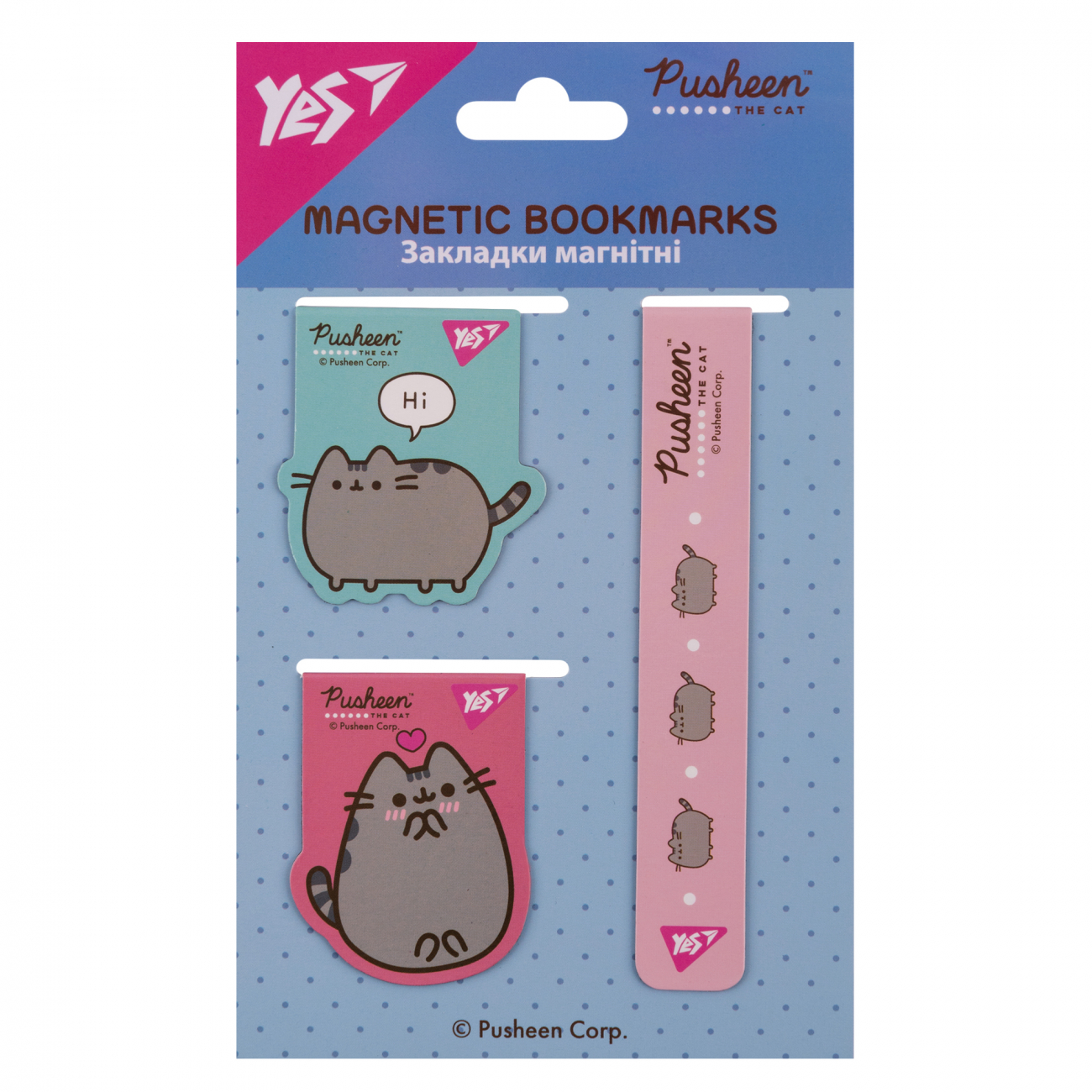 Закладка магніт. "Yes" №708350 Pusheen 3 шт(10)(50) — купити | Канцелярський Сад
