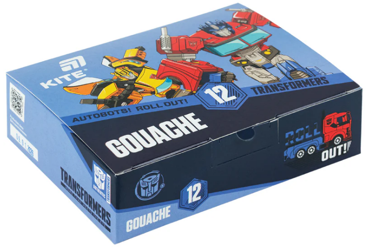 Гуаш "Kite" 12кольор. 20мл №TF26-063 "Transformers"(12) — купити | Канцелярський Сад