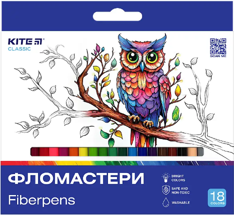 Фломастери "Kite" 18кольор. Classic №K-448(12)(96)(192) — купити | Канцелярський Сад
