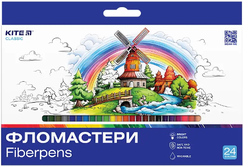 Фломастери "Kite" 24кольор. Classic №K-456(12)(96)(192) — купити | Канцелярський Сад