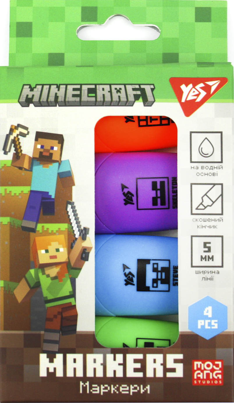 Набір текстмаркерів "Yes" Minecraft 4шт №391095(24)(144) — фото 9