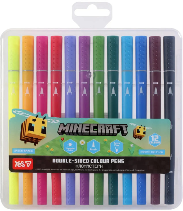 Фломастери двосторонні "Yes" 12кольор. "Minecraft.Spring" №650596(12)(72) — фото товару | Канцелярський Сад