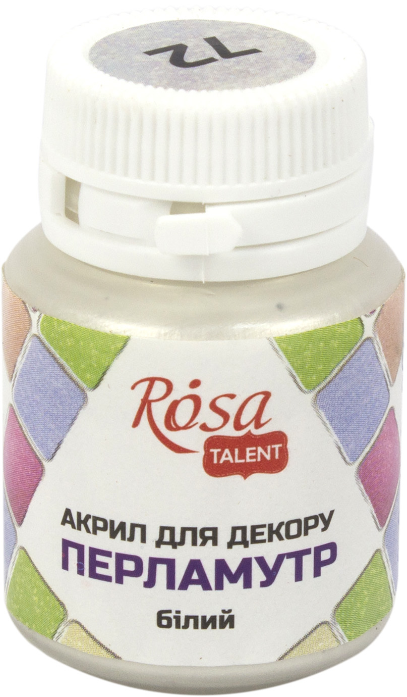 Акрил для декору "Rosa Talent" 20мл №22032/3230/72 перламутр білий — фото товару | Канцелярський Сад