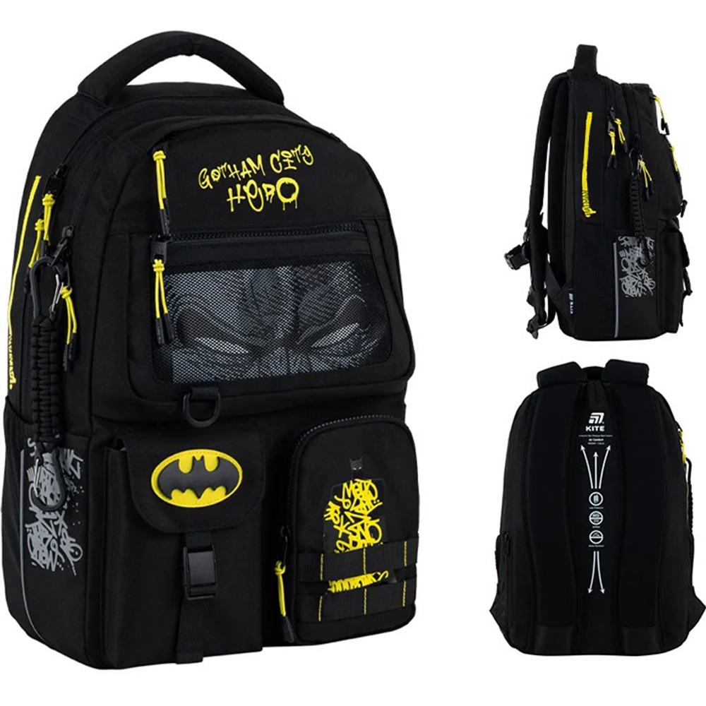 Рюкзак "Kite" Education teens DC Batman 2від.,7карм. №DC25-2587M(10) — купити | Канцелярський Сад