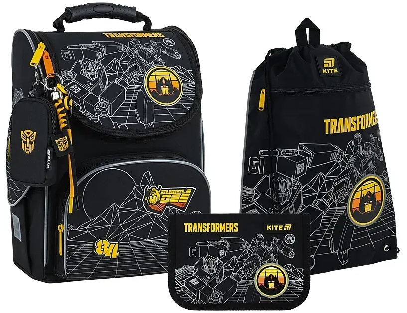 Набір: рюкзак 1від.,3карм.+пенал+сумка для взуття "Kite" Transformers №SET_TF25-501S(8) — купити | Канцелярський Сад