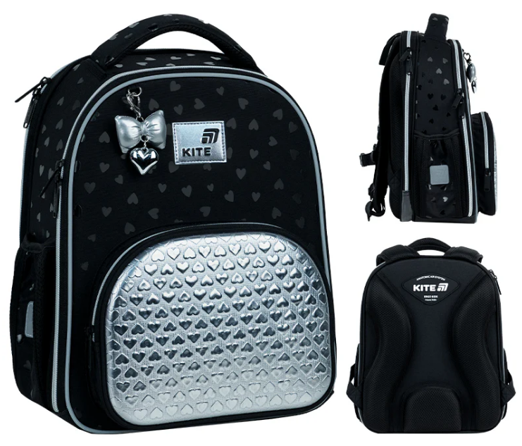 Рюкзак каркасний "Kite" Education Black&Silver 2від.,3карм. №K26-556M-2(4) — купити | Канцелярський Сад