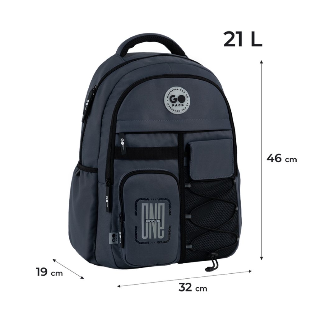 Рюкзак "GoPack" Education 2від. 5карм. темно-сірий №GO26-184L-4(10) — фото 3