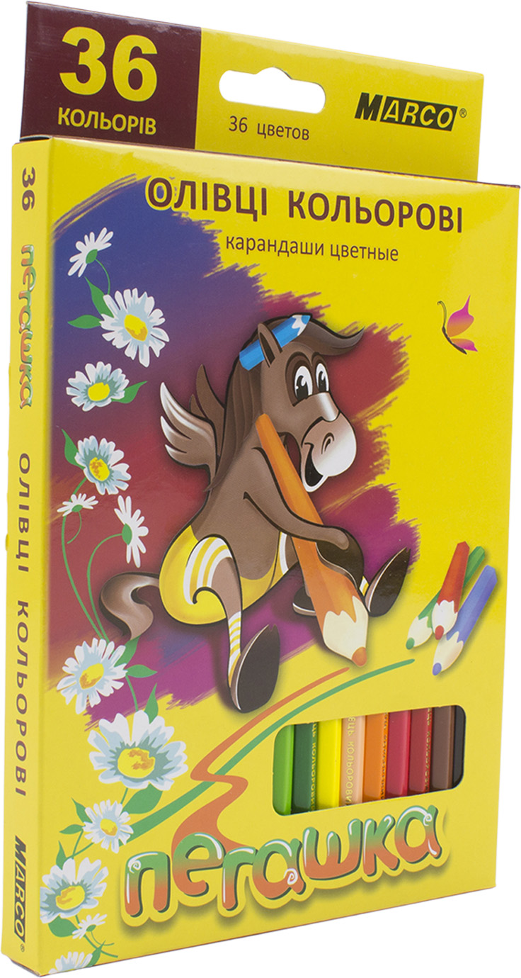 Олівці кольор. 36 кольор. "Marco" №1010-36 Пегашка(4)(80) — купити | Канцелярський Сад