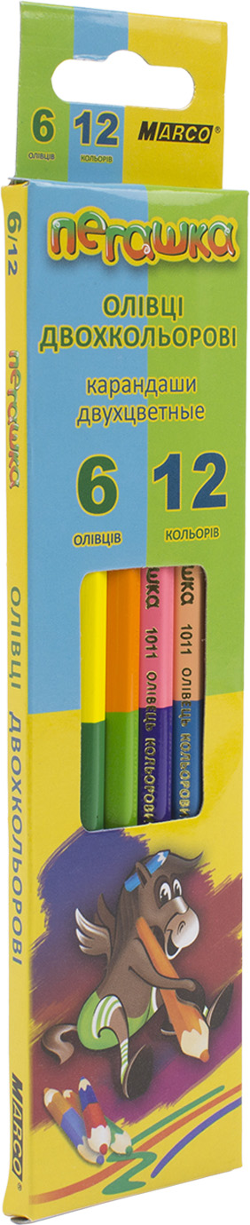 Олівці кольор. 12 кольор./6 шт "Marco" №1011-6СВ Пегашка(24)(480) — купити | Канцелярський Сад