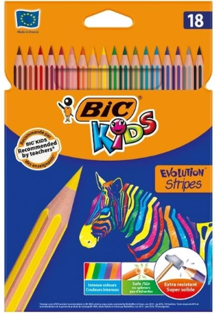 Олівці кольор. 18 кольор. "Bic" №950524/9126 Кідс Еволюшн Страйпс(24) — фото товару | Канцелярський Сад