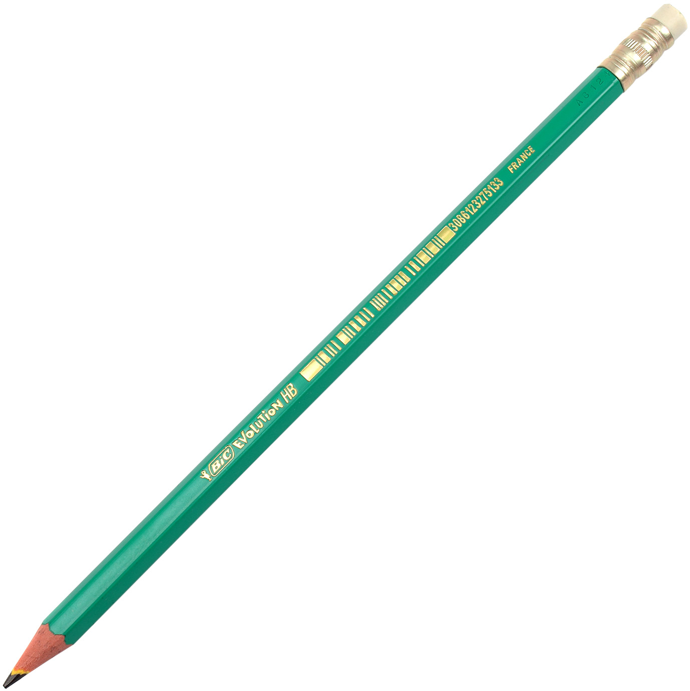 Олівець гр. "Bic" №880332/924/012 Еволюшен зелений з гумкою(12)(72) — купити | Канцелярський Сад