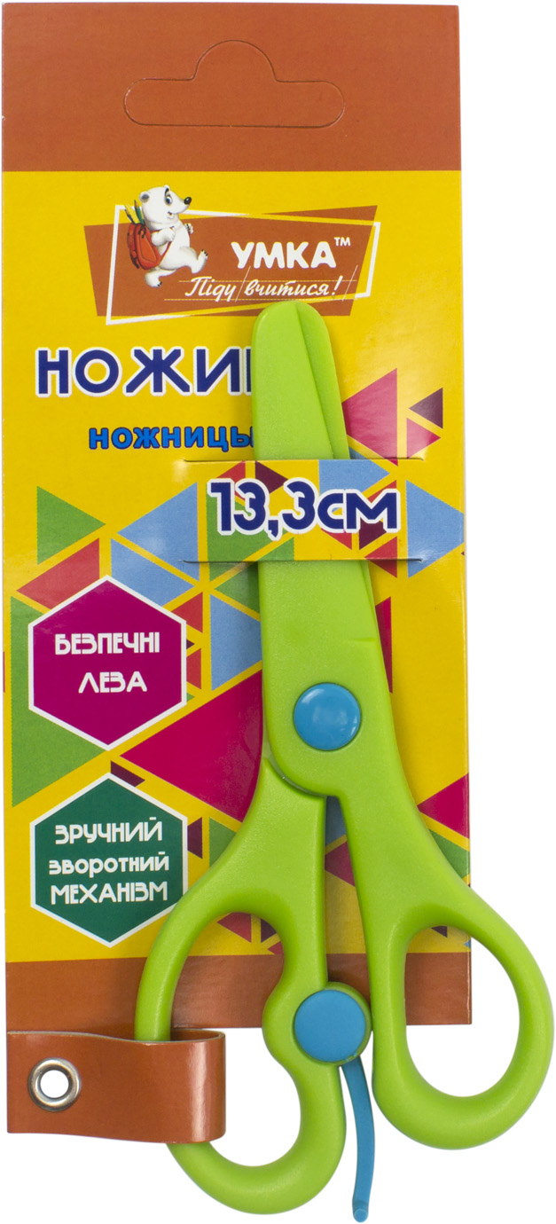 Ножиці дит. "Умка" №НЦ405-04 13,3см пластик.,безпечні,зелені(24)(288) — фото 3