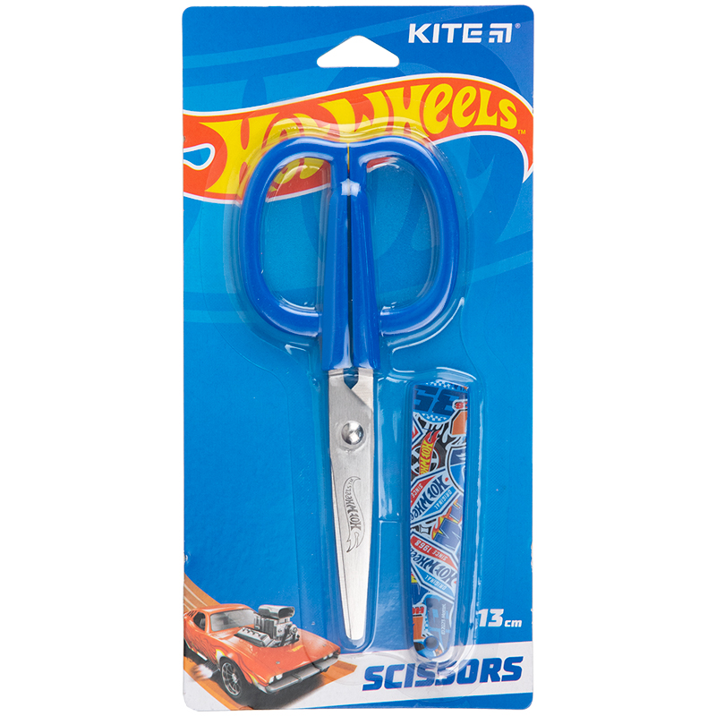 Ножиці дит. "Kite" №HW23-124 Hot Wheels 13см в футлярі(24) — фото товару | Канцелярський Сад