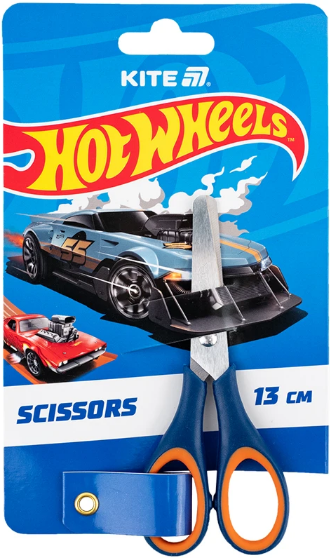 Ножиці дит. "Kite" №HW25-123 Hot Wheels 13см гумові вставки(12)(240) — фото товару | Канцелярський Сад