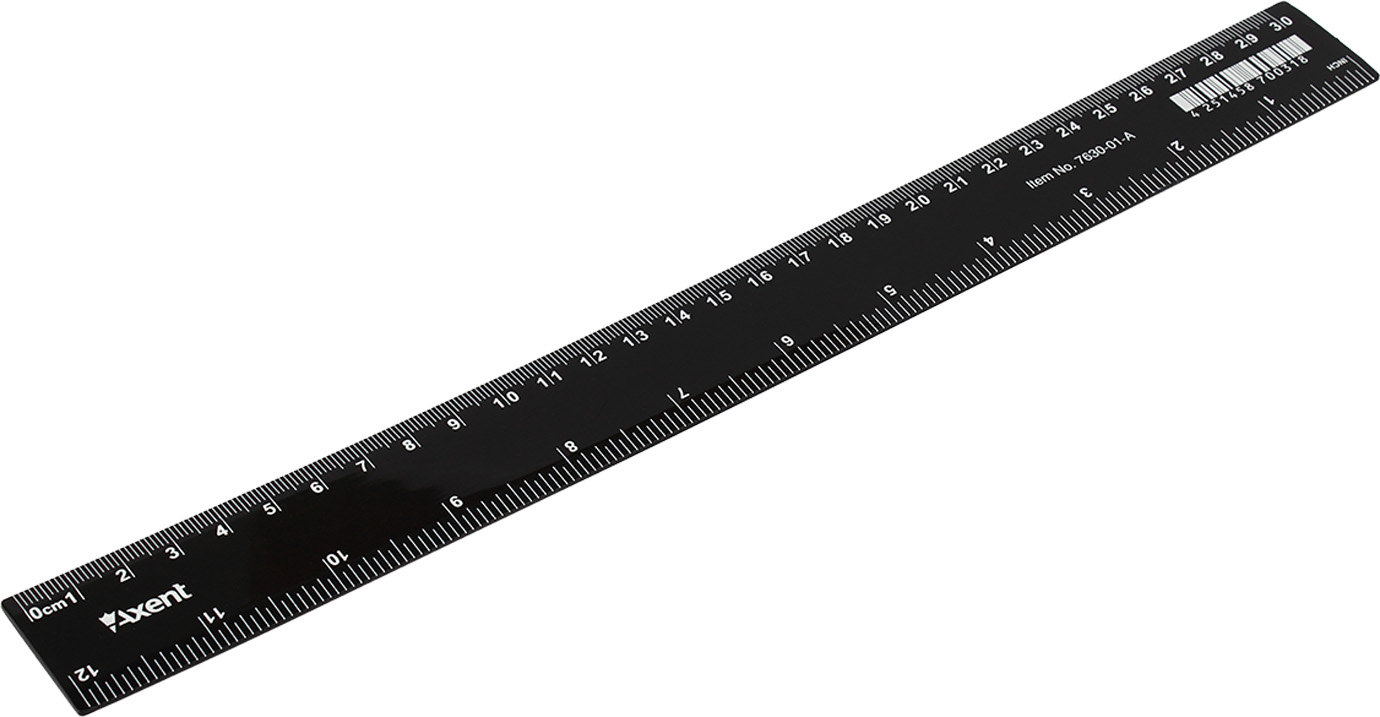 Лінійка пласт. 30см "Axent" чорна кульк.руч №7630-01-А(50) — фото 3