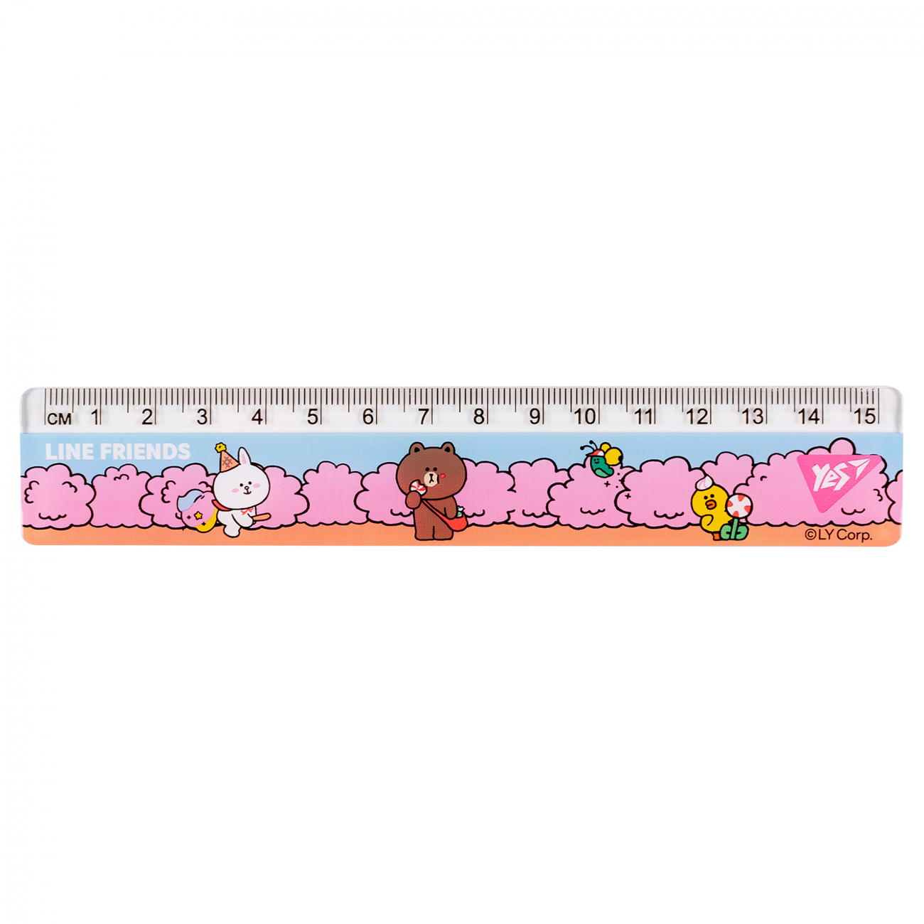 Лінійка пласт. 15см "Yes" Line Friends,рожева №370656(20)(100) — фото 3