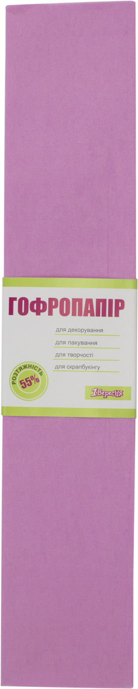 Папір гофра №5 2м х50см 55% 26,4г/м2 "1В" №703072 (св.бузковий)(10)(200) — фото товару | Канцелярський Сад